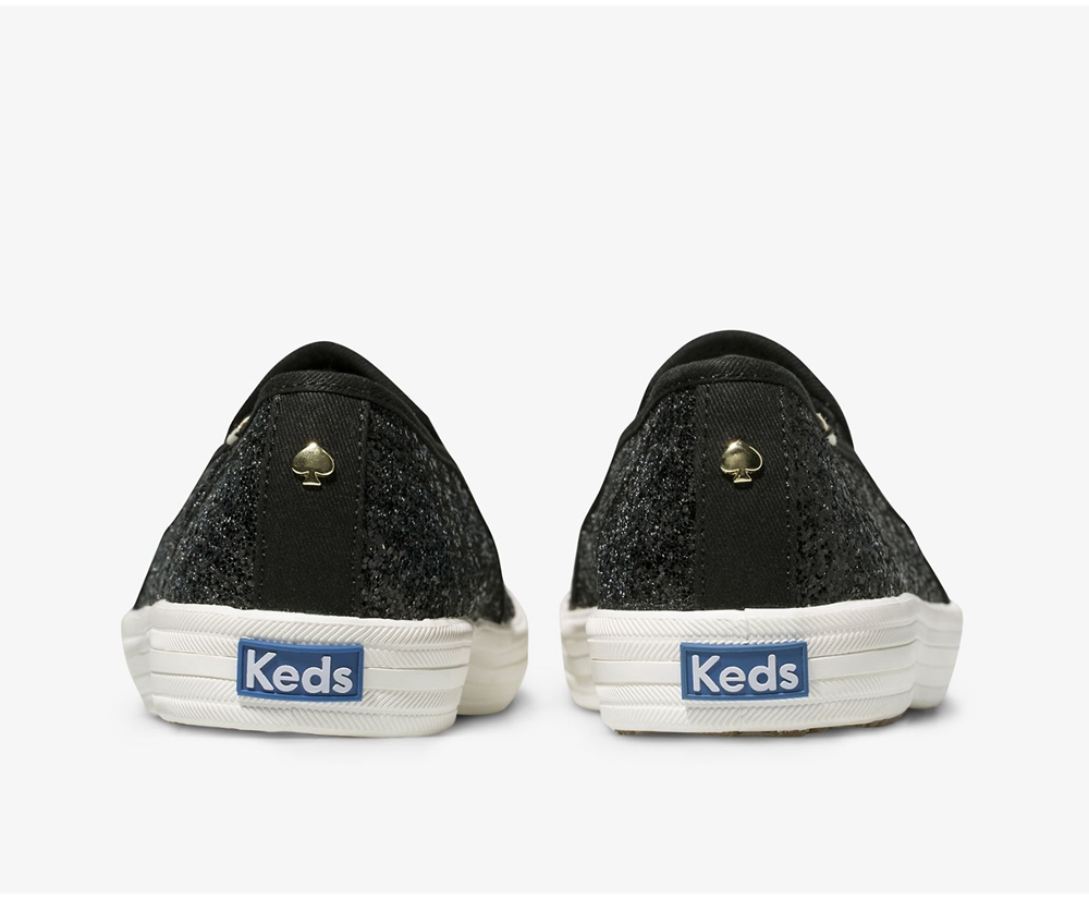 Slip Ons Keds Mujer Negros - Kate Spade New York Double Decker Glitter - 5496-SYTEU